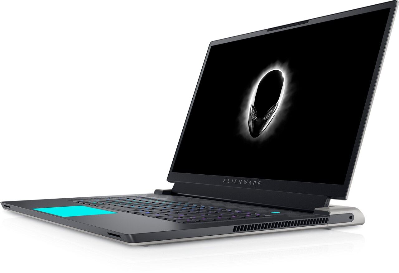 木製テーブルの上に置かれた Alienware Pro ワイヤレス キーボード。