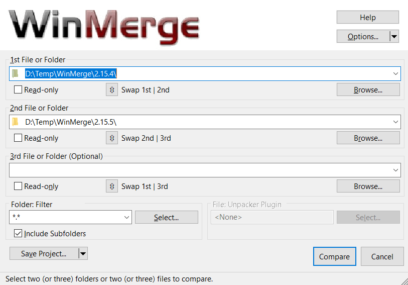 WinMerge – Öffnen-Dialog