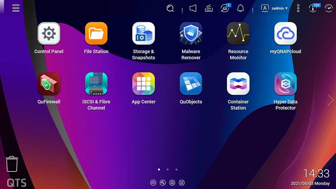 QNAP QTS 5.0 (Beta) - der neue Startbildschirm