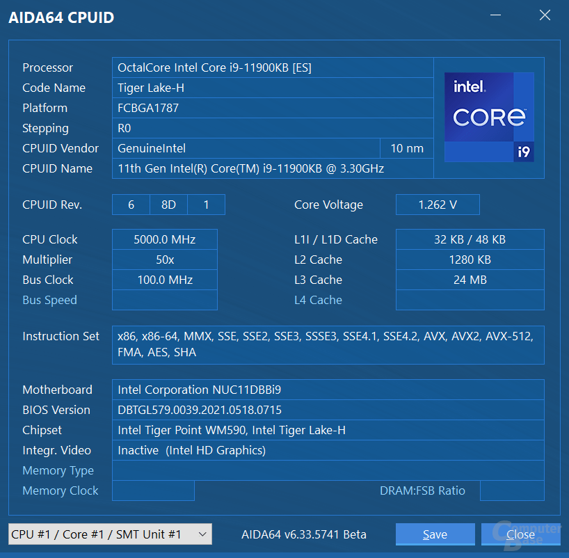 Intel Core i9-11900KB im NUC 11 Extreme „Beast Canyon“