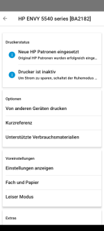 HP Envy 5540 - HP Smart App (Android) - Druckerstatus