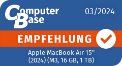 ComputerBase-Empfehlung für Apple MacBook Air 15" (2024) (M3, 16 GB, 1 TB)