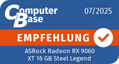ComputerBase-Empfehlung für ASRock Radeon RX 9060 XT 16 GB Steel Legend